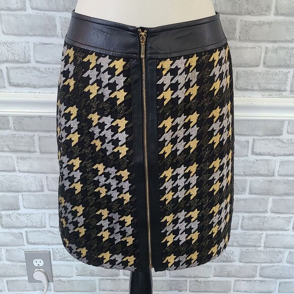 J. McLaughlin Keana Plaid Houndstooth Metallic Skirt Preppy Classic Old Money 6 - Picture 9 of 9